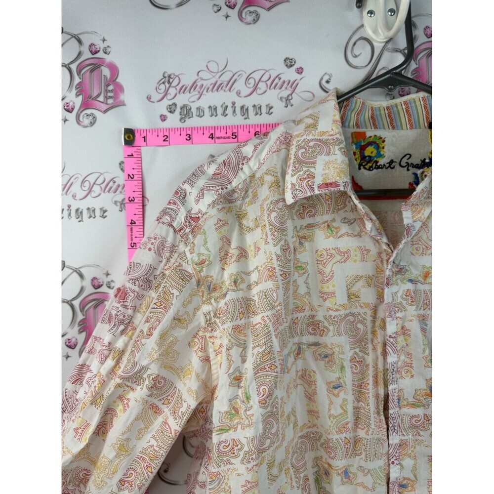 Robert Graham shirt long sleeve Cream and Tan Patterned Button-Down Shirt - Picture 5 of 13